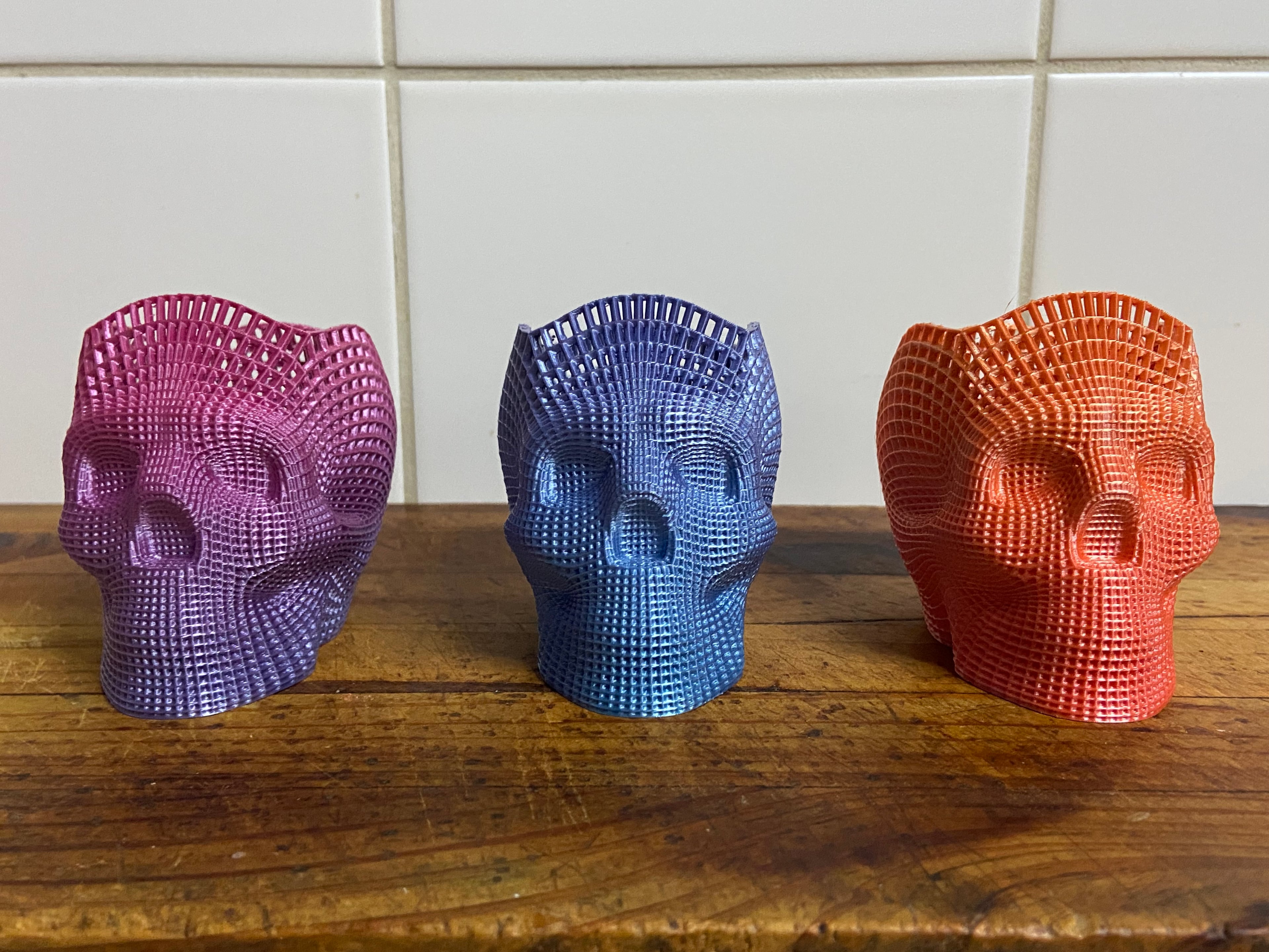 Wireframe skull pencil holder 3d model