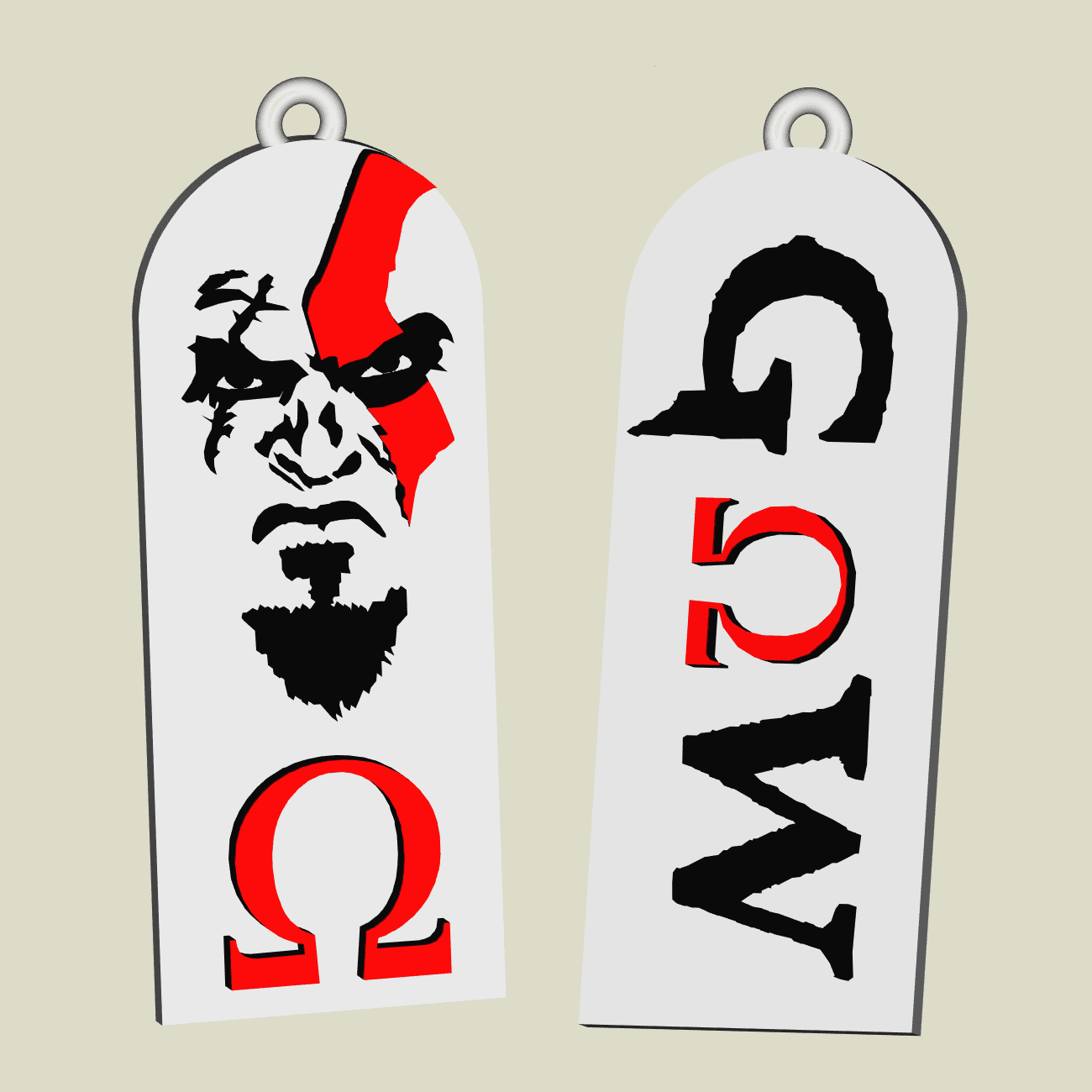 God Of War Kratos key chain, earring, dogtag, jewlery 3d model