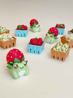 Strawberry Frogs Clicker Keychain Fidget Toy Bundle 3d model