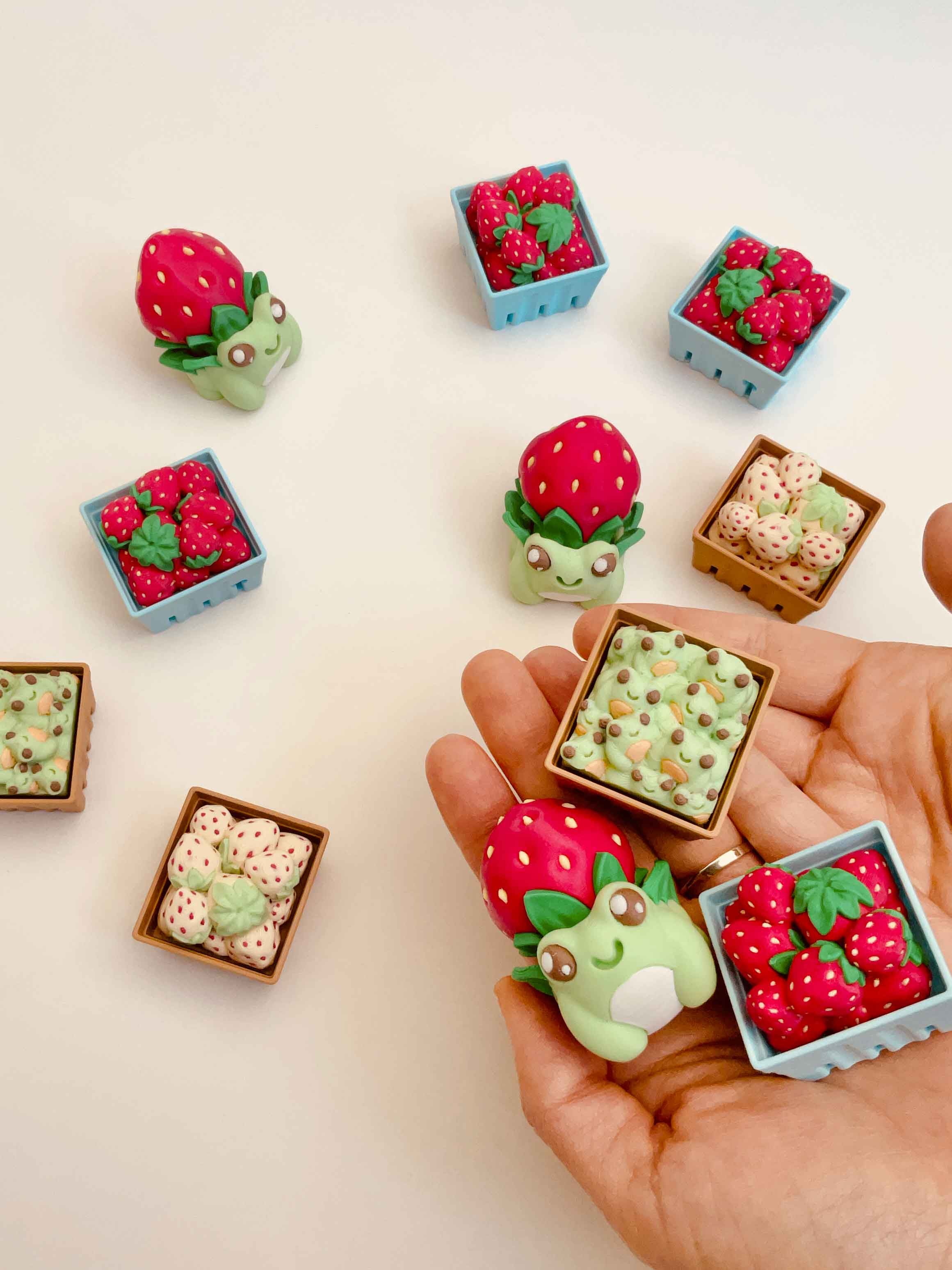 Strawberry Frogs Clicker Keychain Fidget Toy Bundle 3d model