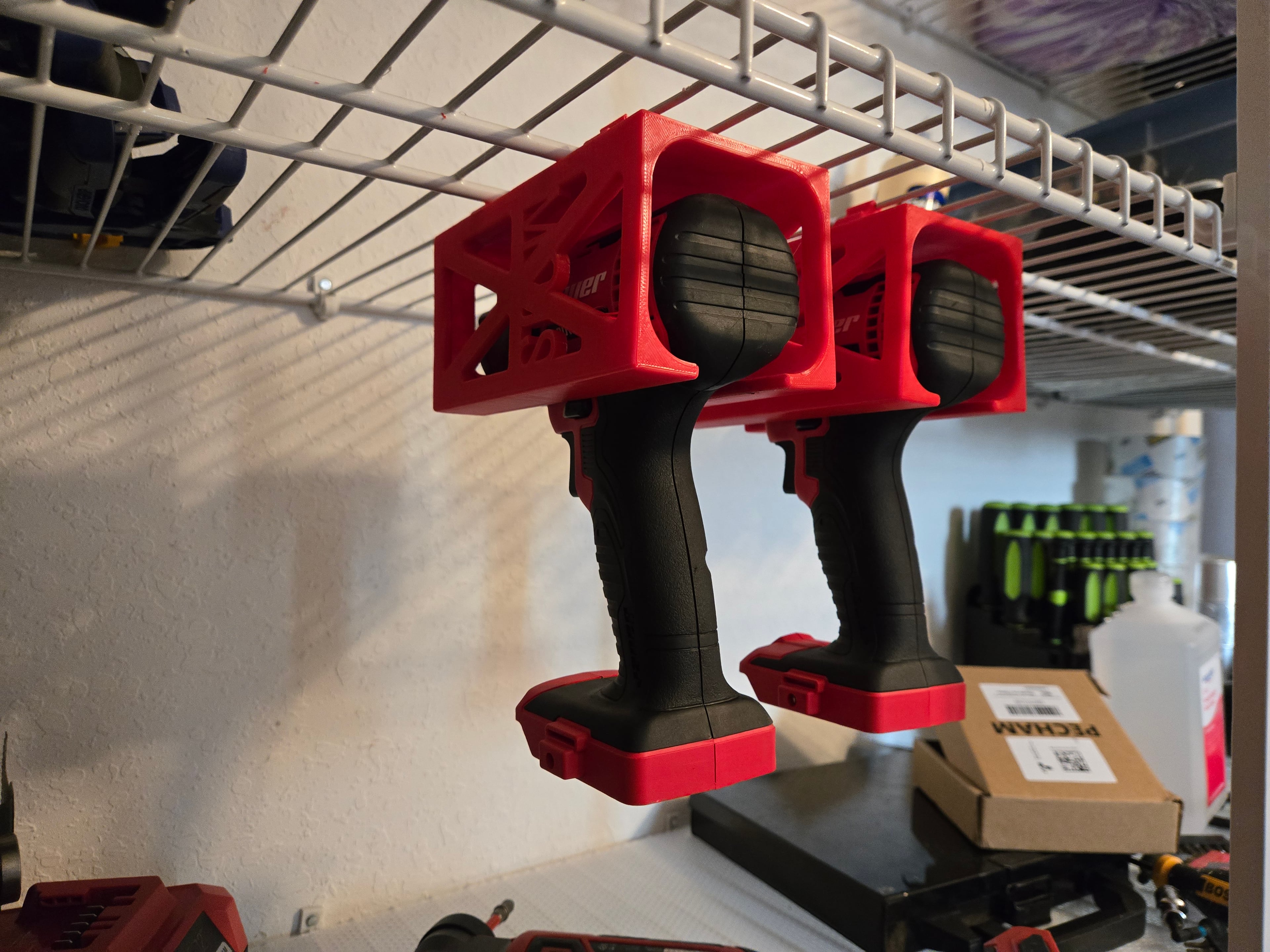 Power tool holder, Wire shelving click-on 3d model