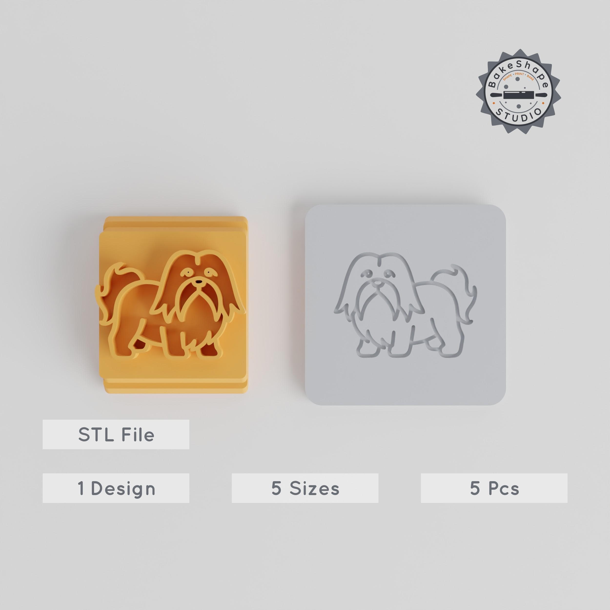 Shih Tzu Stamp Tile Set, 5 Sizes, Perfect for Clay, Cookies & Fondant, Fluffy Dog, Puppy Breed, Animal Lover STL Files PRODUCT_2016 3d model
