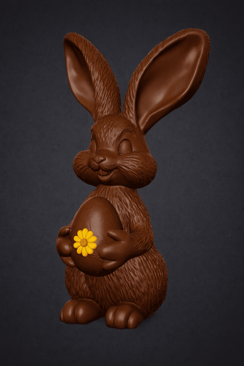 Cute Chocolate Easter Bunny Holding Egg 3d model