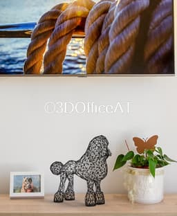 Poodle Wire Art - poodle on self in living room - 3d model