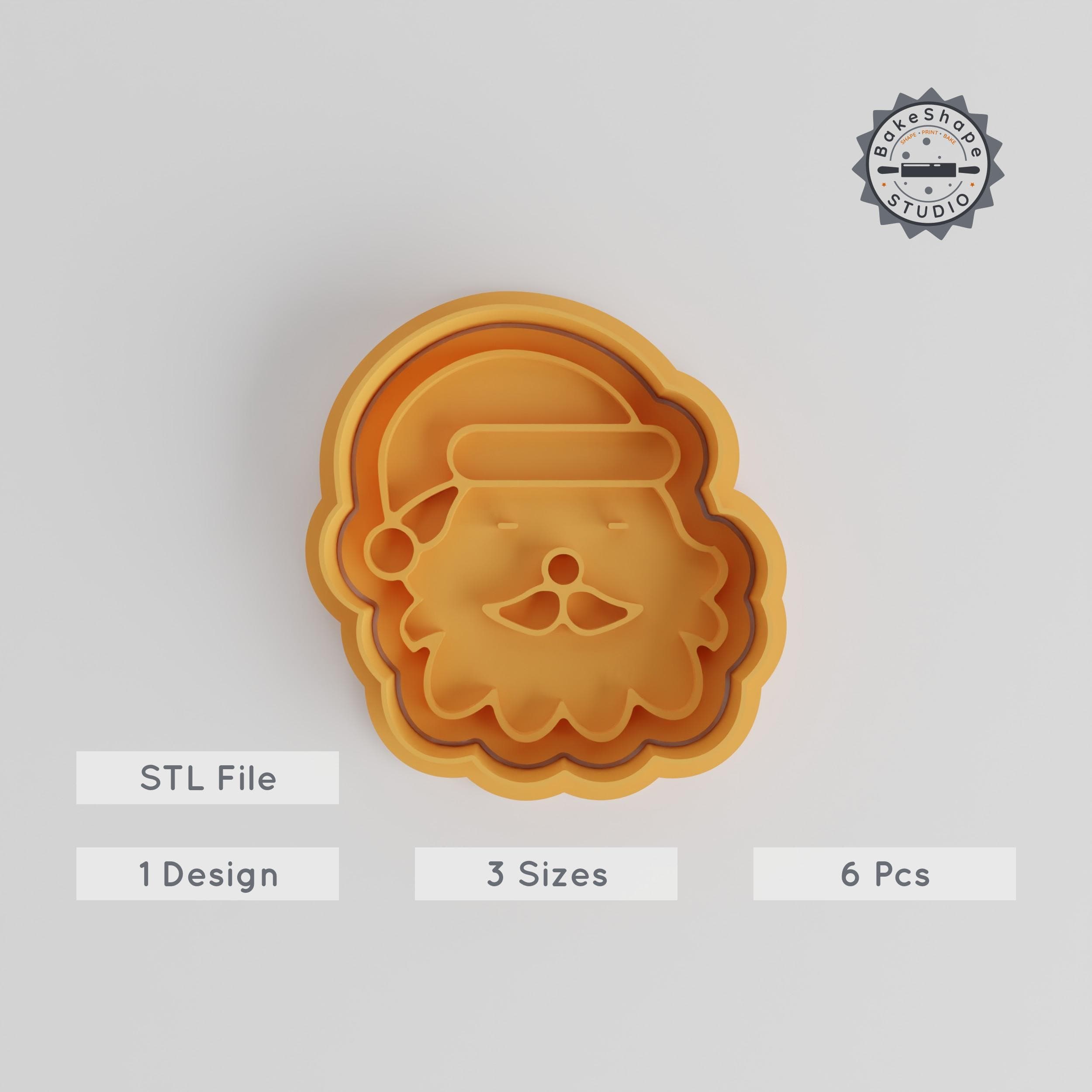 Santa Face Shape Cutter & Stamp Set, Perfect for Cookies or Fondant, 3 Sizes, 6 Pieces, Christmas Baking Decor PRODUCT_4931 3d model