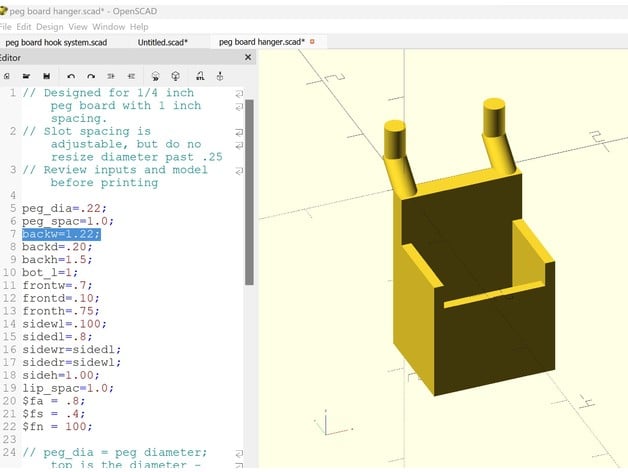 Peg board hanger 3d model