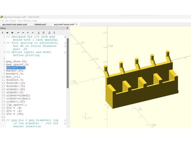 Peg board hanger 3d model