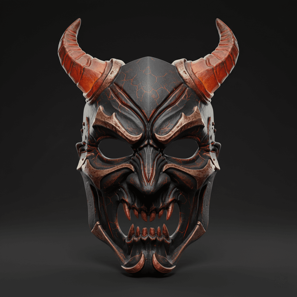 Lava Horn Demon Wearable Mask Premium STL Download 3d model