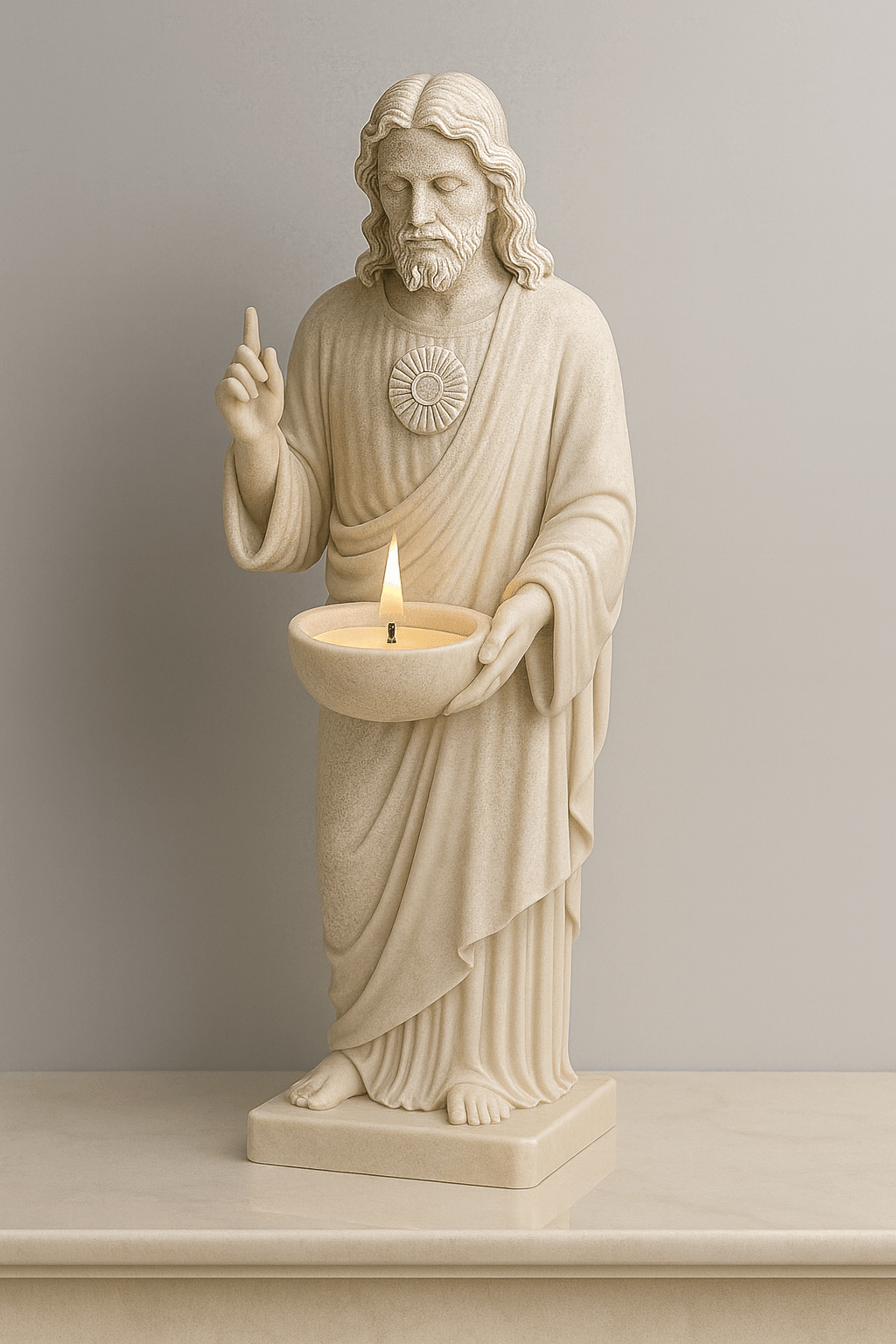 Sacred Heart Jesus Candle Holder STL 3d model