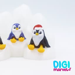 Chilling Penguins + Keychains + Iceberg Display 3d model