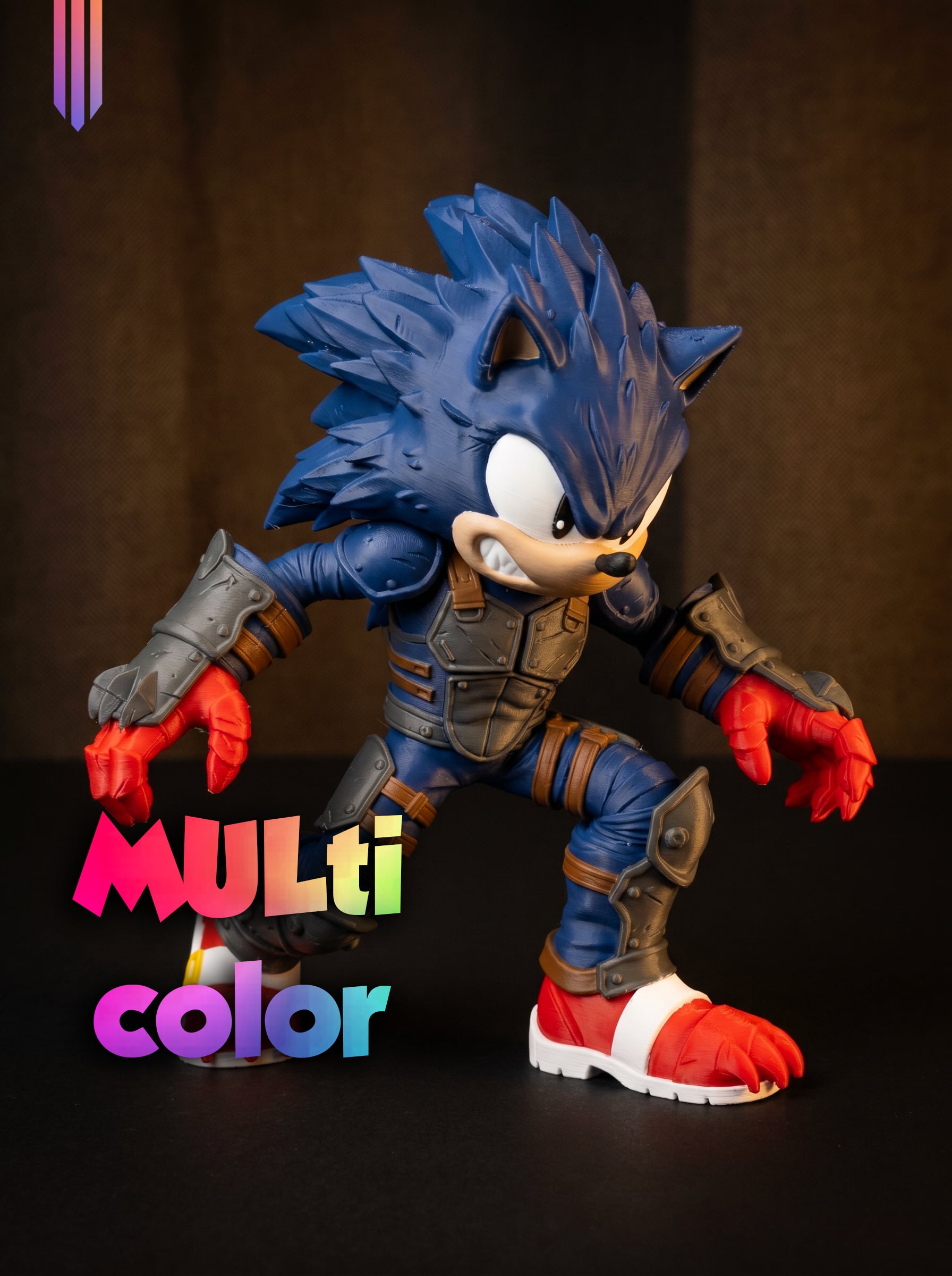 Dark Sonic Warrior Figure 3MF | FanArt Multi-Color | HighDetail 3d model