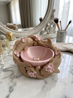Koi Fish Cherry Blossom Jewelry Trinket Dish 3d model