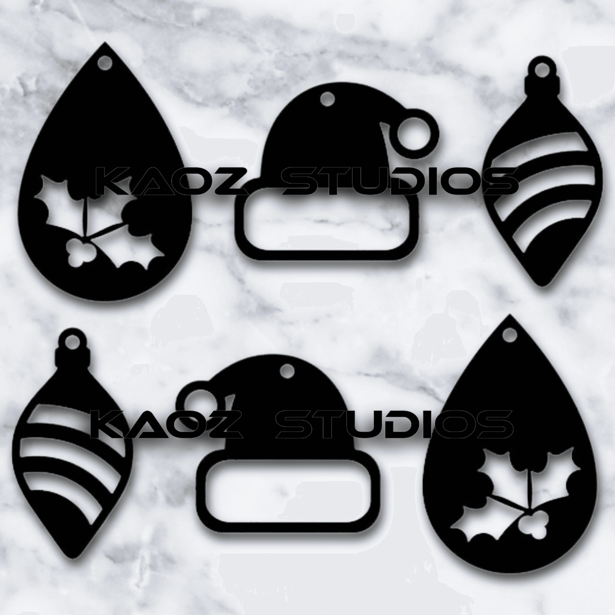 christmas earrings holiday jewelry xmas decor 3d model