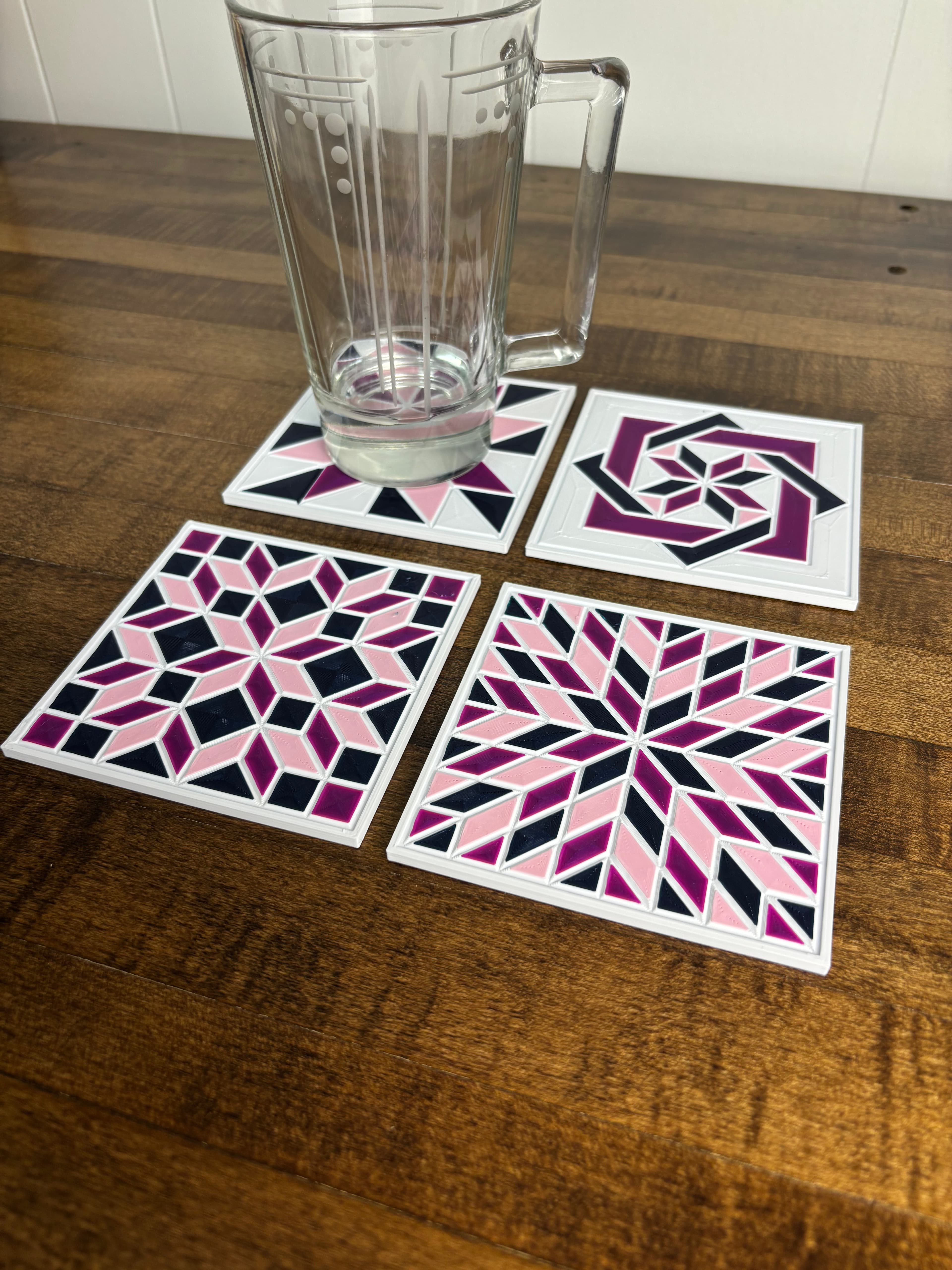 Set of Quilt Pattern Coasters 3d model