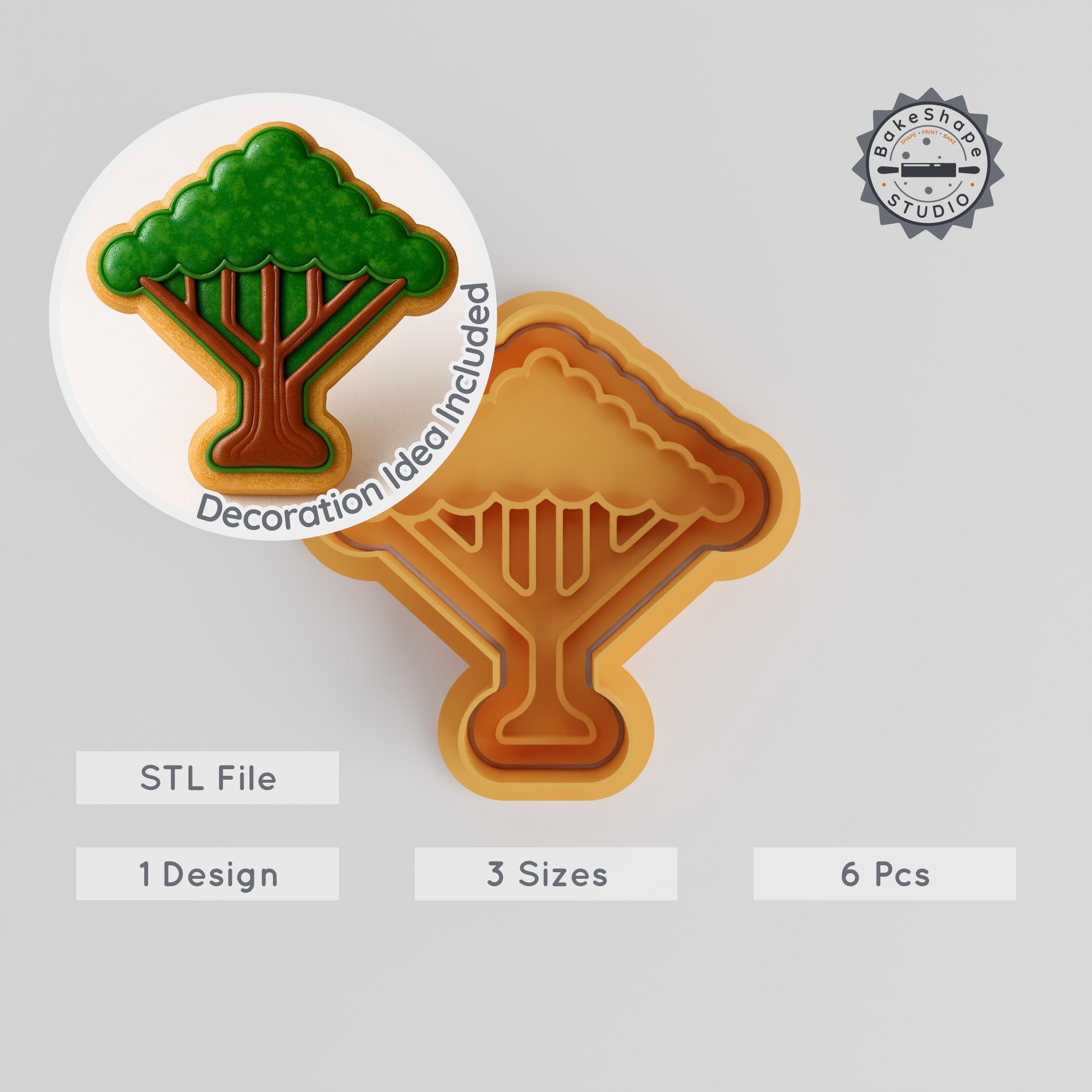 Giant Tree Shape Cutter & Stamp, Cookie & Fondant S/M/L Sizes, 6-Piece Set, Plant & Gardening Decor, Greenery Design PRODUCT_410 3d model