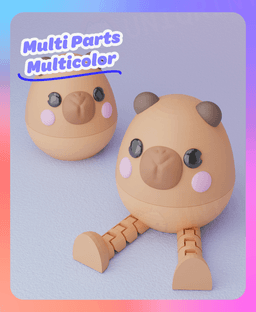 Flexi Capybara Egg Container (Multicolor & Separated Parts) 3d model