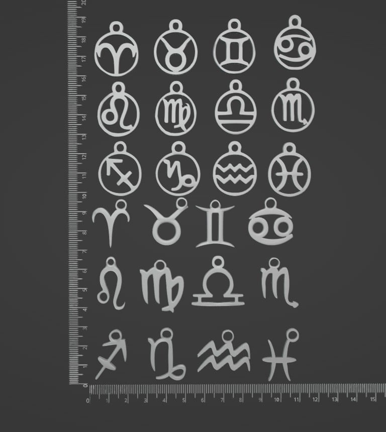 Zodiac Signs Pendant & Keychain Set | 3D Printable STL | Two Versions Included 3d model