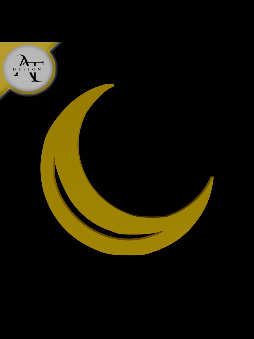 Simple Moon Symbol - 2D Art 3d model