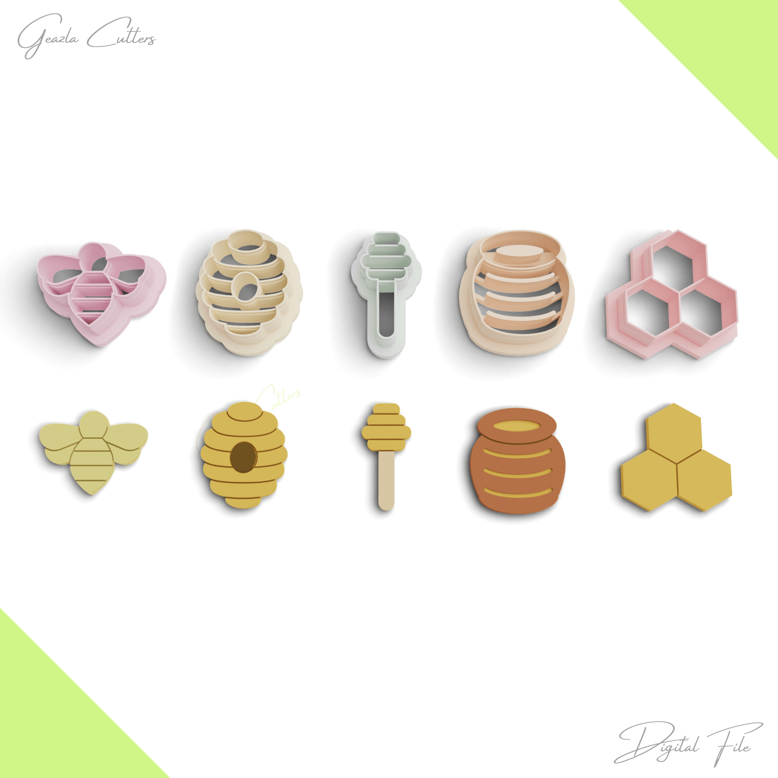 Spring Polymer Clay Cutter Package, 5 Models, 2 Cutter Version, 5 Sizes Included, No: 1091 3d model