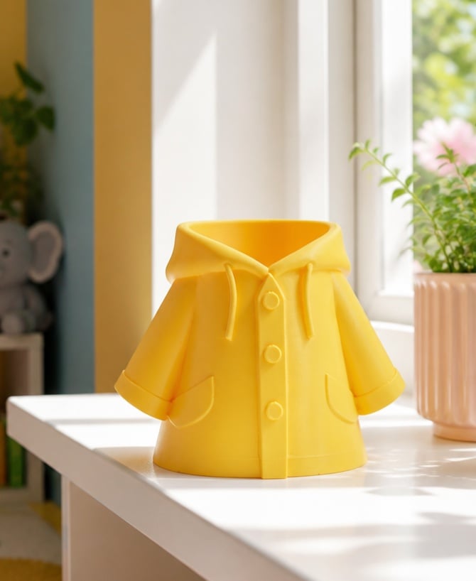 Whimsical Yellow Raincoat Vase 3d model