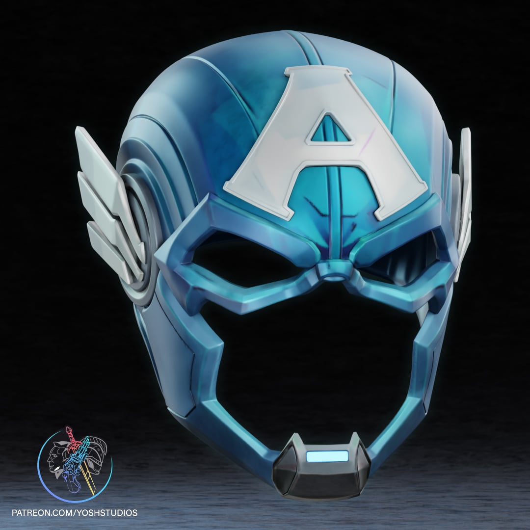 Captain America Rivals Helmet 3D Printer File STL 3d model