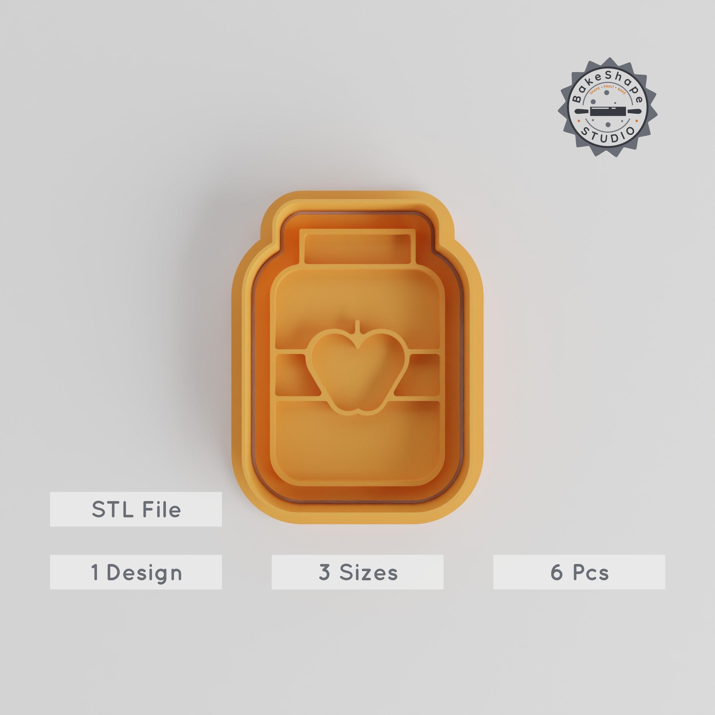 Baby Food Shape Cutter & Stamp, Cookie & Fondant Tools, 6-Piece Set, Small/Medium/Large, Strawberry Jar & Jam Pot Designs PRODUCT_3580 3d model