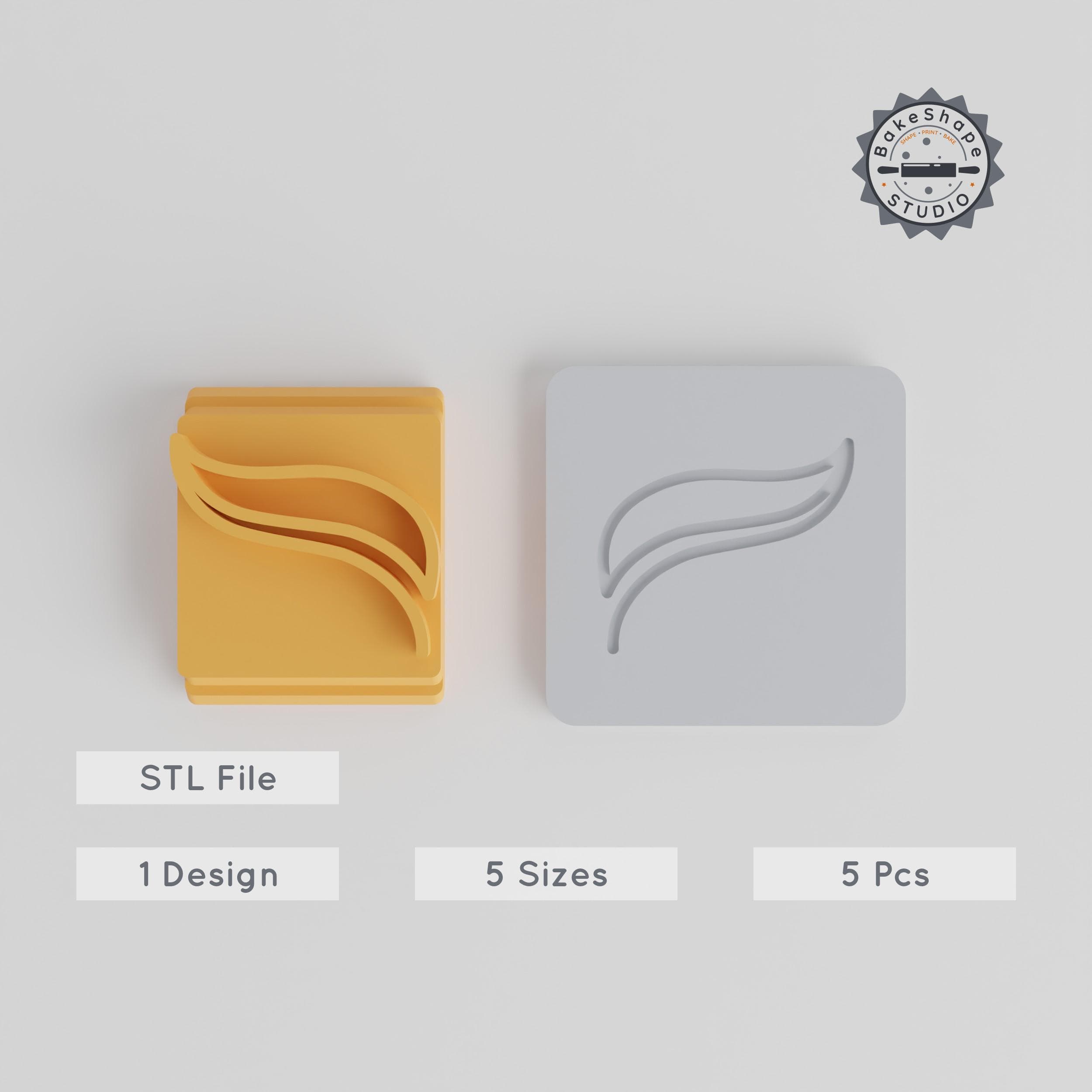 Leaf Stamp Tile Set, 5 Sizes 20-40mm, Perfect for Clay, Cookies, Fondant & Soft Materials, Botanic Nature Design PRODUCT_5017 3d model