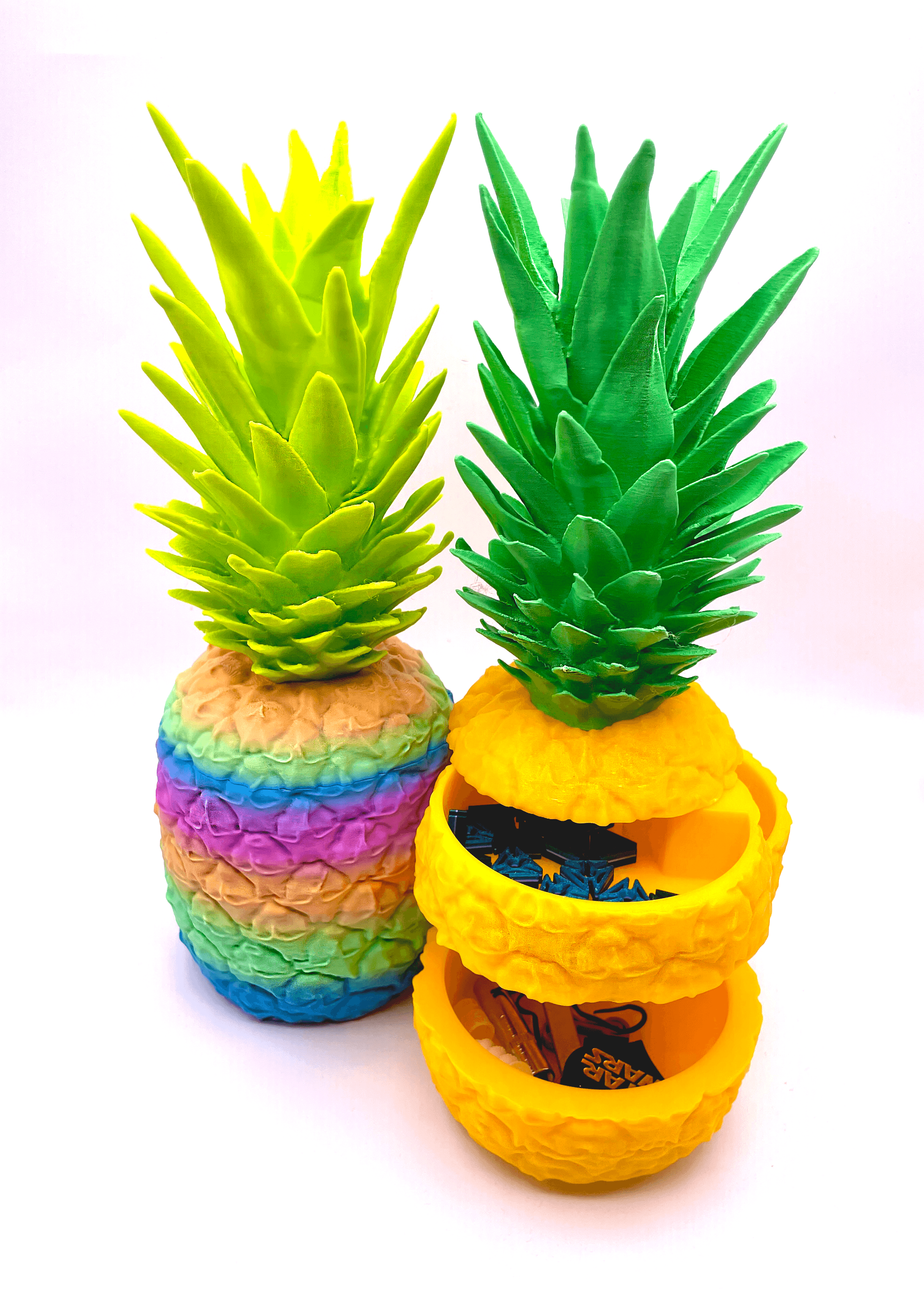 Sliced Pineapple - Polymaker Yellow PLA, Jungle Green Polyterra, Lime Green PLA, and Sunlu Rainbow 04 --- magnifique ananas!! - 3d model