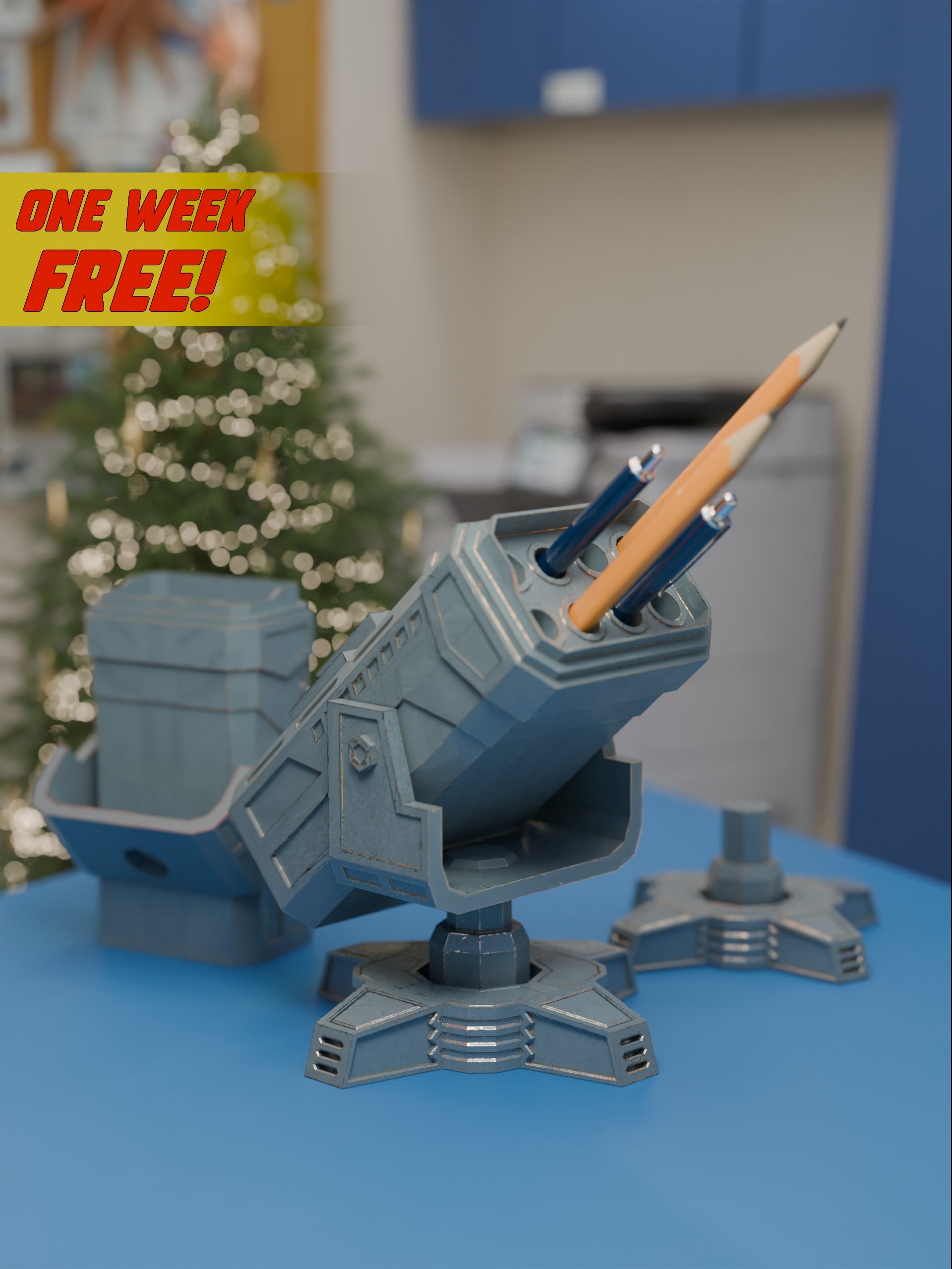 Turrets Pencil Holder 3d model