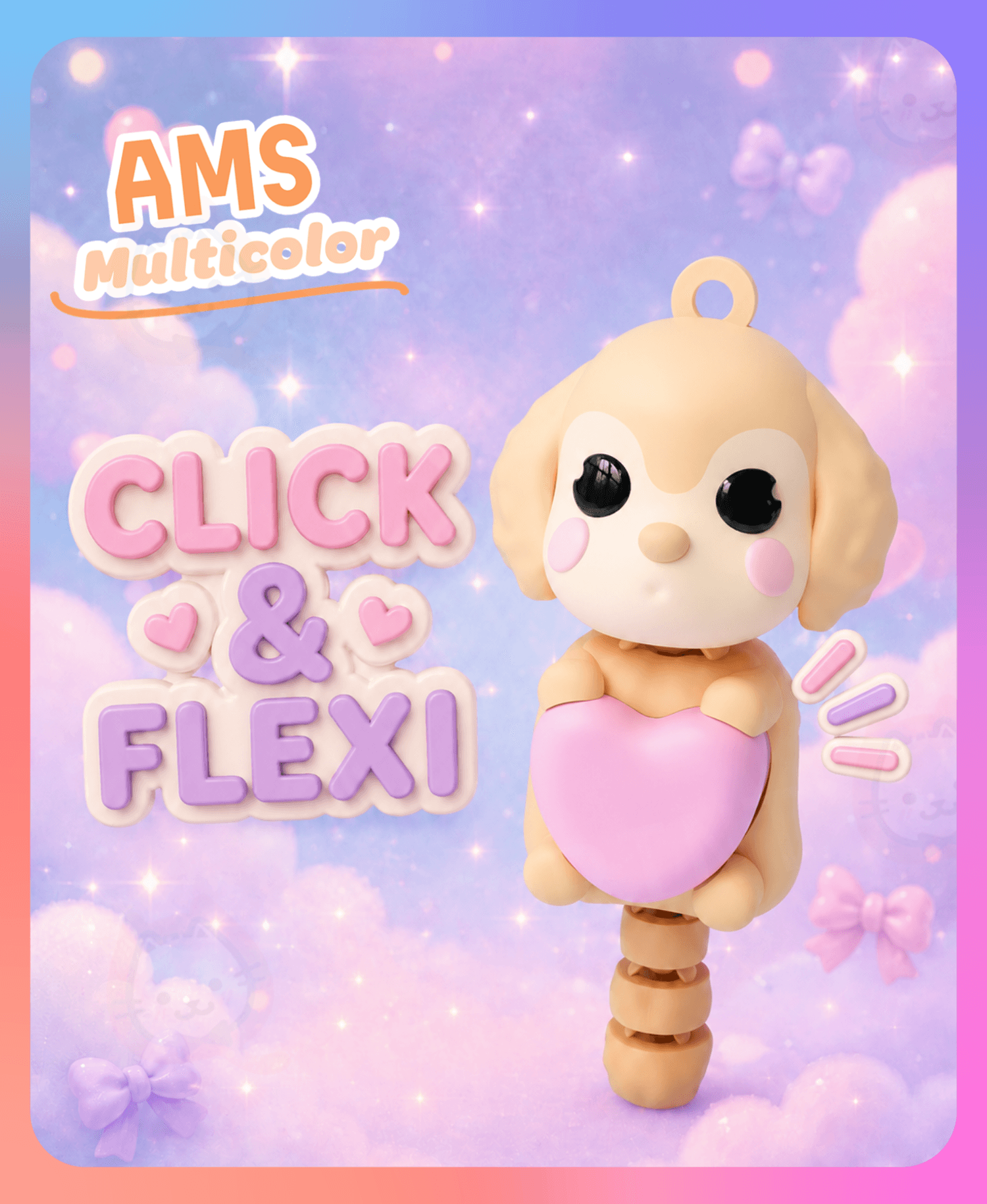 Golden Retriever Love Heart Fidget Clicker Toy (Multicolor) 3d model
