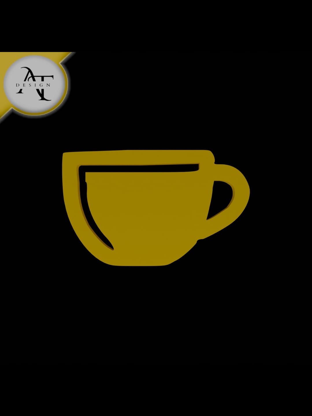 Simple Coffee Cup Symbol - 2D Art 3d model