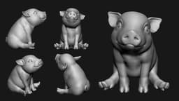 Cute Sit Piglet 3d model