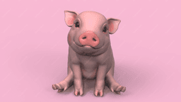 Cute Sit Piglet 3d model