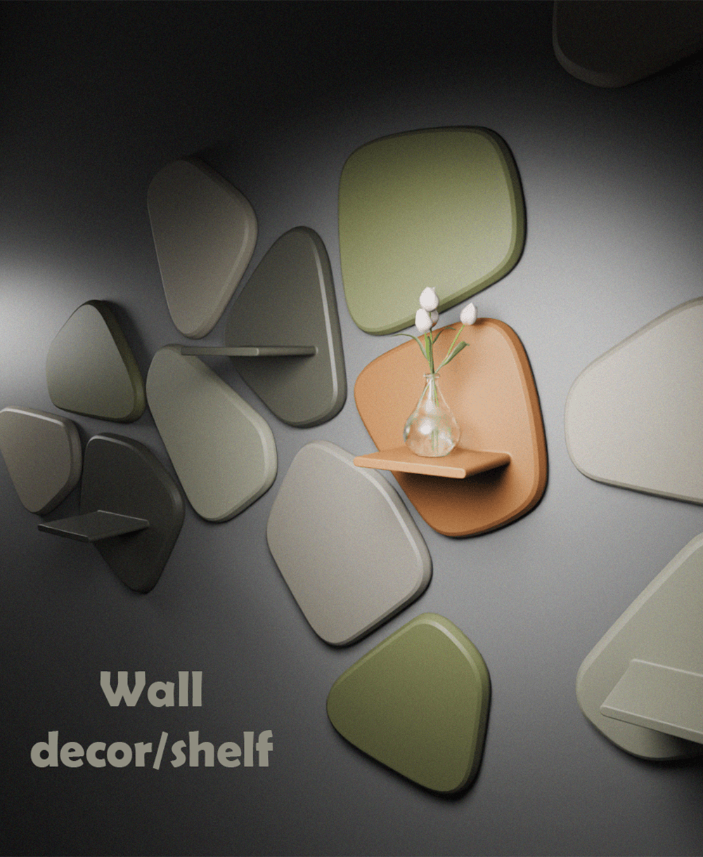 8x Organic Wall Shelves 3d model