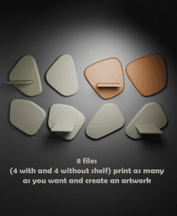 8x Organic Wall Shelves 3d model