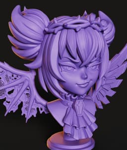 Dark Angel Bust STL | Gothic Bust 3D Print | HighDetail 3d model