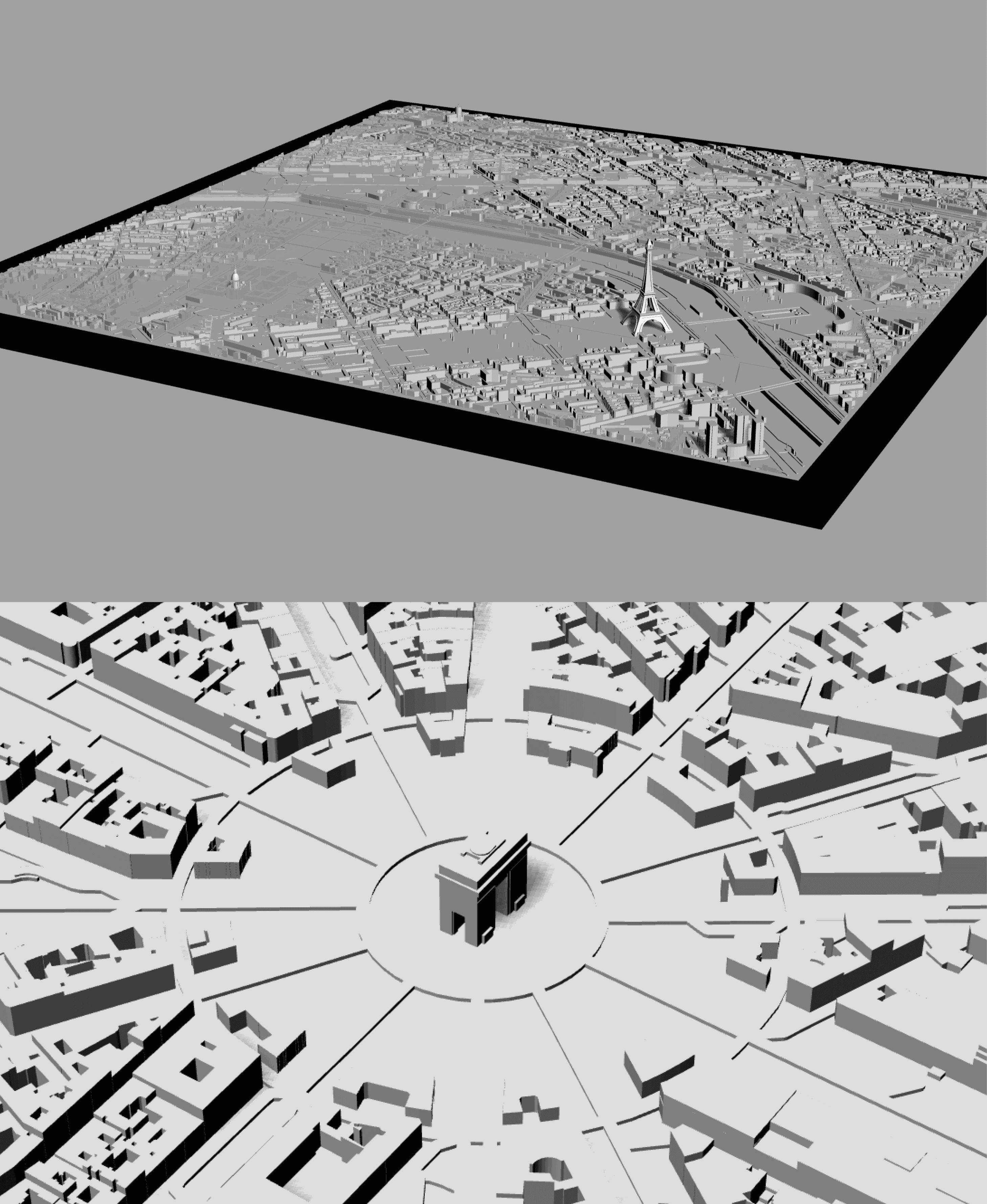 PARIS, Skyline 3d map 3d model