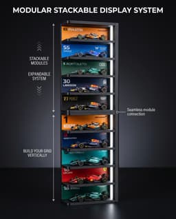 Modular F1 Display Shelf – Stackable 1/64 Scale LED Garage Diorama Stand | Wall Mount or Desk 3d model