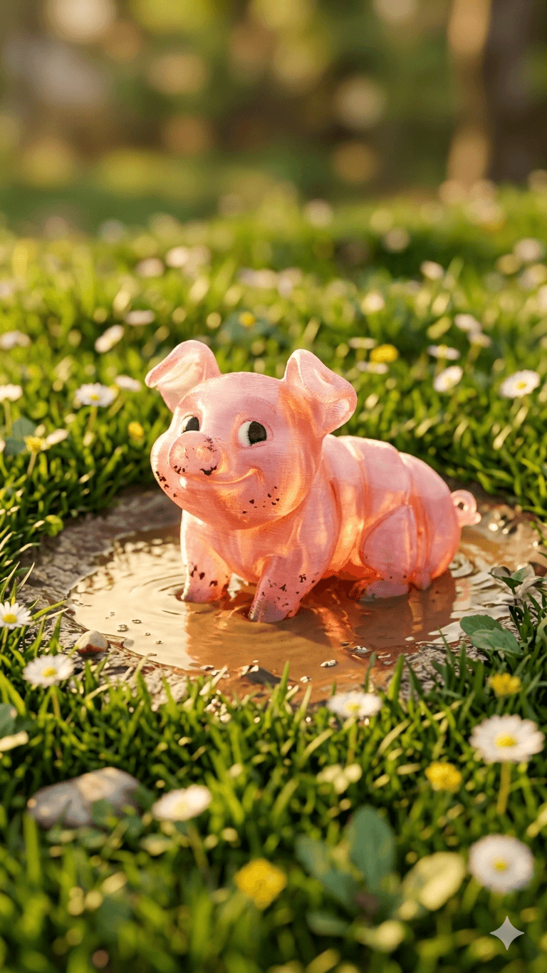Flexi Piglet – Print-in-Place, Magnet & Keychain 3d model