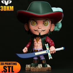 Dracule Mihawk Chibi STL for 3D Printing ChibiSTL 3DXM 3d model