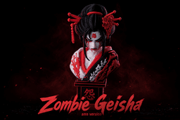 Zombie Geisha Bust - Japanese Horror Sculpture 3d model