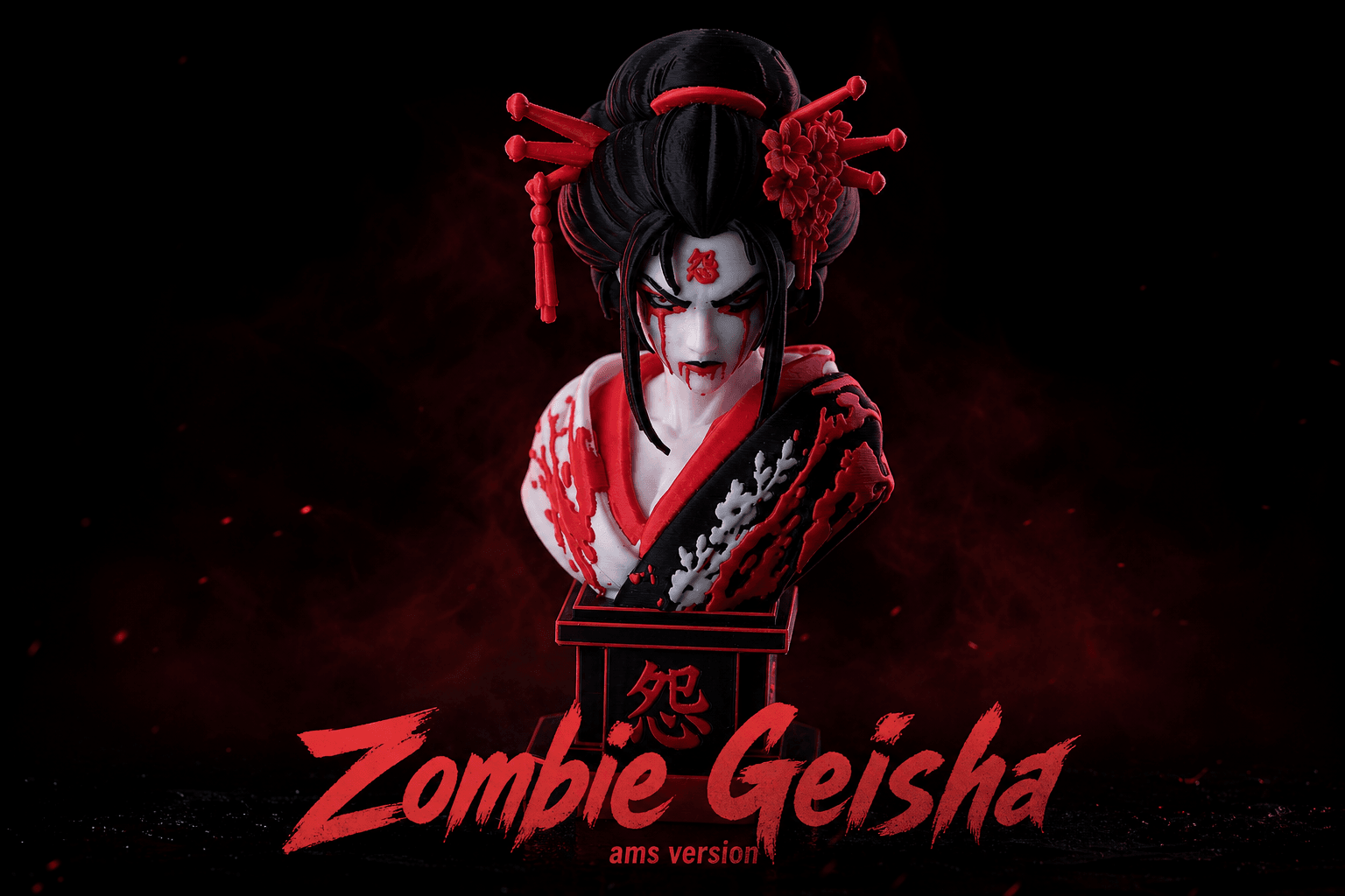 Zombie Geisha Bust - Japanese Horror Sculpture 3d model