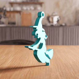 Flying Witch on Broomstick Halloween Ornament 3d model
