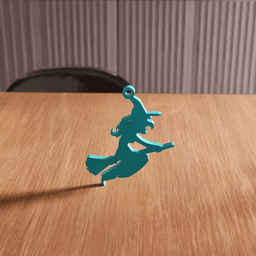 Flying Witch on Broomstick Halloween Ornament 3d model