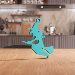 Flying Witch on Broomstick Halloween Ornament 3d model