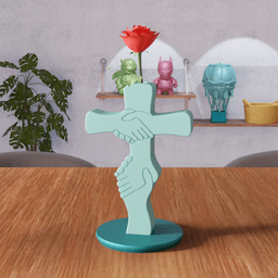 Unity Cross - Handshake Symbol Decorative Vase 3d model