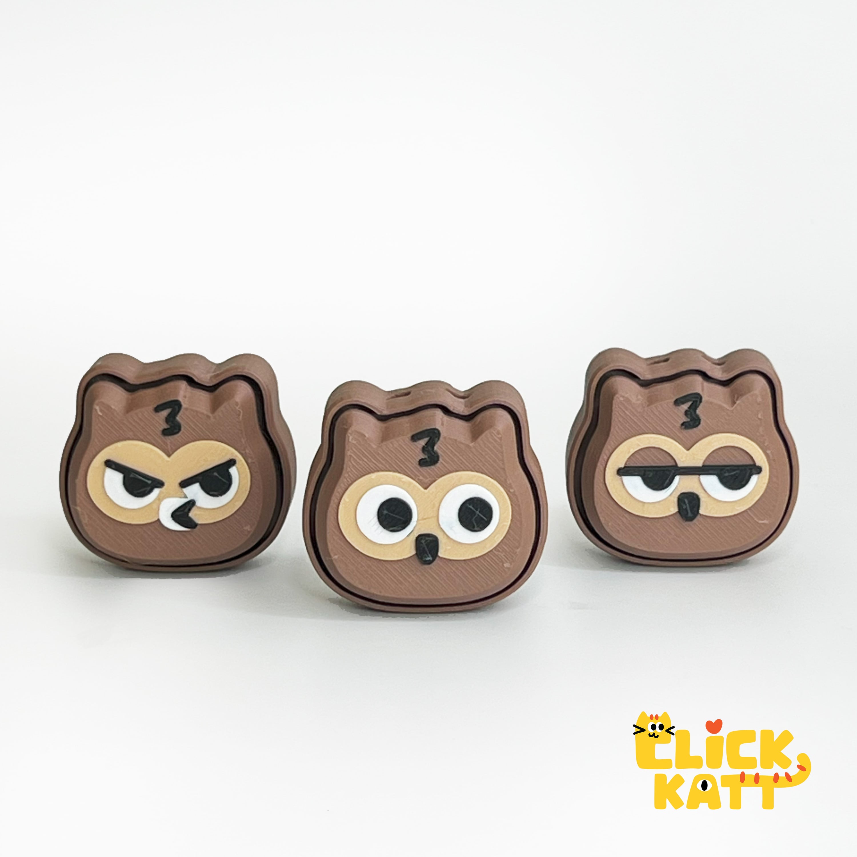 Owl - Clicker Fidget Toy Keychain 3d model