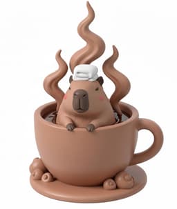 Cute Capybara Coffee Bath | Kawaii Desk Toy 3d model