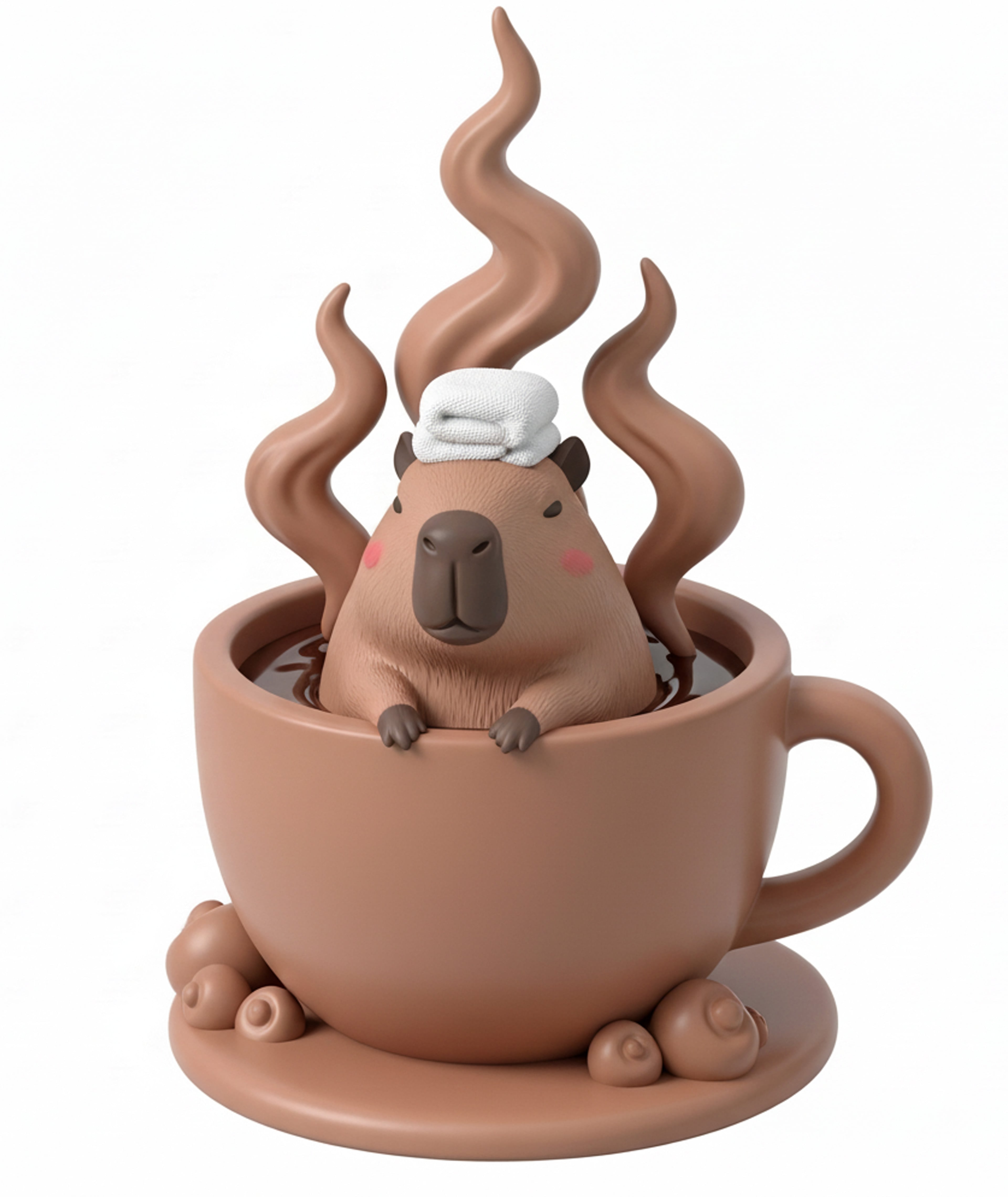 Cute Capybara Coffee Bath | Kawaii Desk Toy 3d model