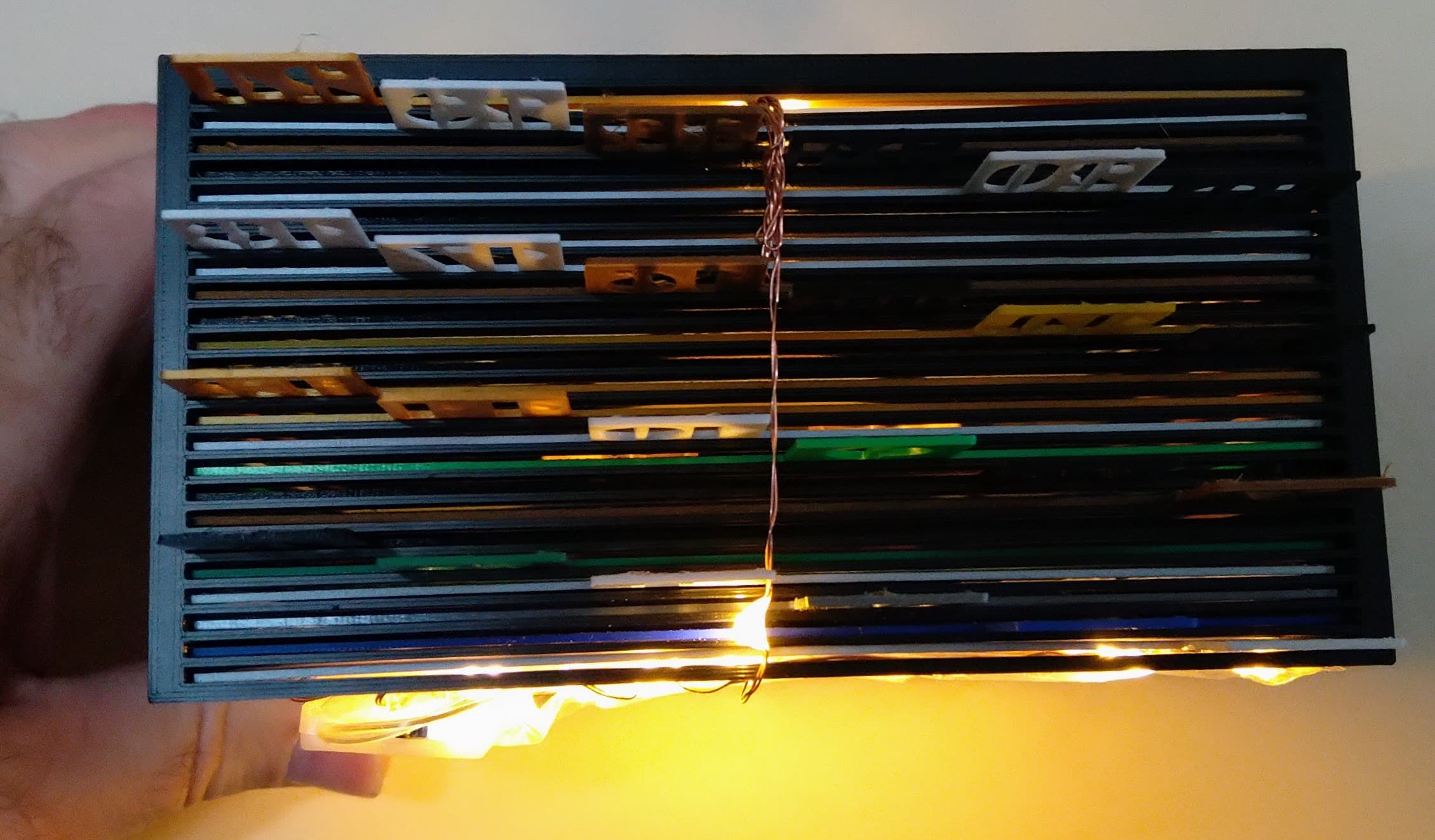 Just enough room to send the 3 twisted lights down the middle.